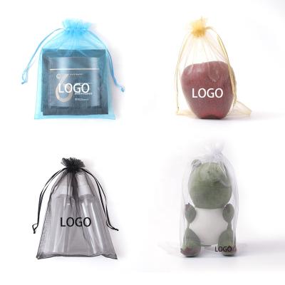 China High Quality Black Organza Gift Bag Small 13x18 Organza Gift Wrapping Pouch Drawstring Bag for sale