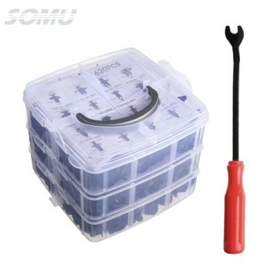 China 620Pcs Car Nylon Retainer Clips Fasteners Kit Fender Rivet Clips With Plastic Removal Tool for sale