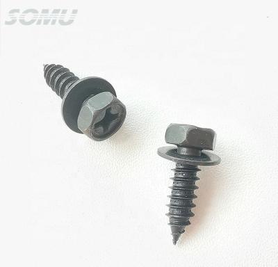 China Automotive Parts M6 Black Tapping Screw Hex Head Shock Absorber / Cover Bumper Screw for sale