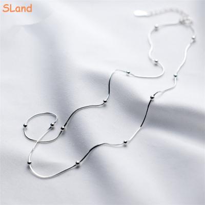 China Wholesale Trendy Elegant Beaded Snake Chain 925 Sterling Silver Necklace Women Sland Jewelry Maker Ball Station 16+1 Inches for sale