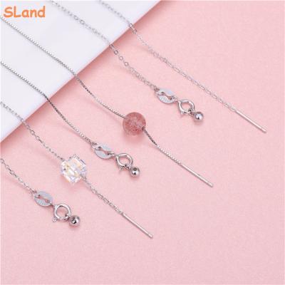 China Sland Jewelry Maker Romantic Wholesale 925 Sterling Silver Adjustable Pearl Pin Chain Necklace Slide To Cross Tiny Hole Charm for sale