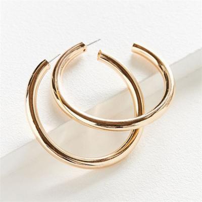 China FASHIONABLE Guangzhou Manufacturer 18K Gold Plated Rounded Stainless Steel Tube Circle Earrings Jewelry for sale