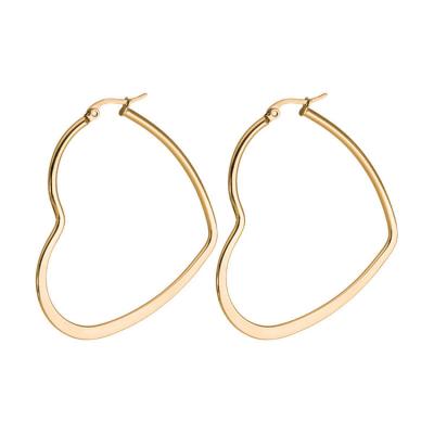 China FASHIONABLE Huge 60mm Big Heart Stainless Steel Gold Hoop Earrings For Women for sale