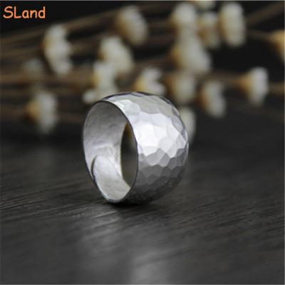 China Thai Vintage 925 Sterling Silver Custom Sland Jewelry Maker Hammered Ring Wholesale Big For Male Men for sale