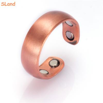 China FASHIONABLE Wholesale Online Arc Online Minimalist Pure Copper Adjustable Magnetic Men's Ring With 4 Magnets For Joint Finger Health Care for sale