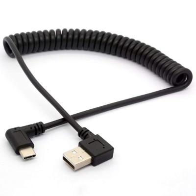 China Android Phone Custom Springs 90 Degree Right Left Angles Coiled Type C Extension USB Cable for sale