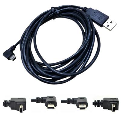 China OEM 90 Degree Angle (UO CUSTOM RIGHT TO LEFT DOWN) 1M Right Left DOWN 90 Degree USB A Angle with MINI USB Charging Extension Cable for sale