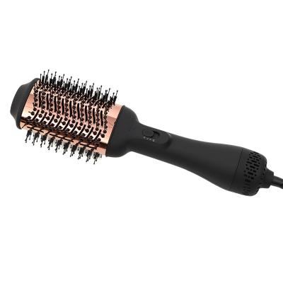 China Hotel 55W Black Yellow Electric Negative Ion Hair Styler Automatic Rotating Hot Airbrush Blow Dryer for sale