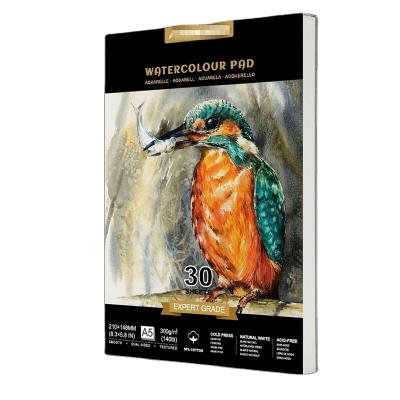 China Watercolor Paint 300g A4 Watercolor Paper Acid Free 100% Cottonpulp Paper Pad For Drawing 30 Sheets for sale