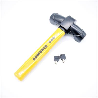 China Aluminum alloy lock head + toughened pipes+ PVC hard steel durable using Secu universal heavy duty aluminum alloy car yellow steering wheel high locks for car for sale