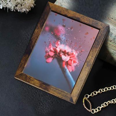 China Large 7cs Wall Sublimation Photo Picture Frame Clock Fashionable Led Solid Rotating Wood Mount Machine for sale