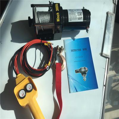 China Hot Selling ATV/UTV 3000lbs Mini Portable Jeep 12v 24v Wire Rope Powered Electric Winch for sale