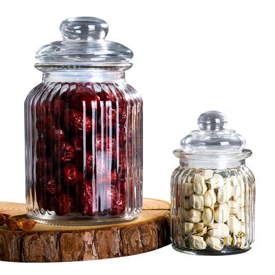 China Food Grade Round Clear Wide Mouth Glass Food Storage Jar And Container With Glass Lid for sale