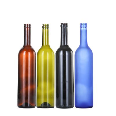 China Wholesale Blue Brown Olive Green 750ml Empty Glass Beverage Bottle For Wine for sale