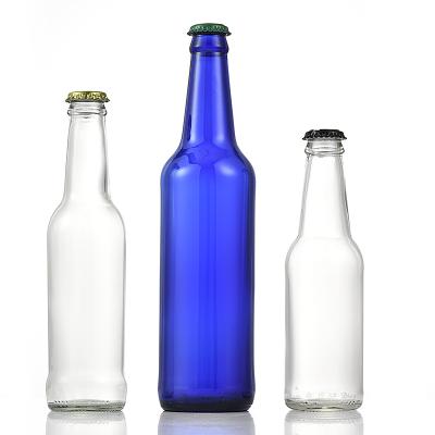 China Beverage 250ml 275ml 330ml 500ml Clear Amber Blue Empty Beer Glass Bottle for sale