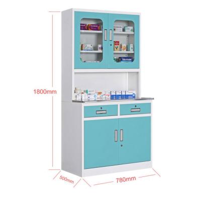 China Multilayer Glass Door With Countertop And Drawer Customized Good Price Of Multilayer Glass Door Steel Medicine Cabinet With Countertop And Drawer for sale