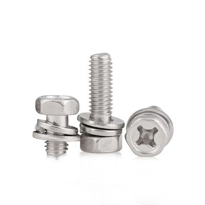 China GB9074 Outer Hexagon Cross Recessed Hex Head Combination Bolt With Joint Three Combination Screws for sale