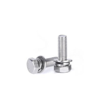 China M4M5 Stainless Steel and Spring Loaded Stainless Steel M4M5 Hex Head Washer Combination Bolt DIN933 Assembly Hex Bolts with Nuts for sale