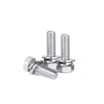 China Bolt M10M12 Three DIN933 Compound Stainless Steel Outside Mat Ball Pad Bolt Combination Hex Flat for sale