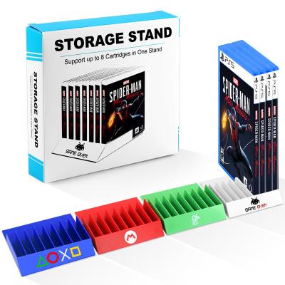 China ABS 8 in 1 Game Card Base Display Stand PS5 Game Storage Disc CD Holder Disk Storage Stand Rack for PS5 PS4 PS3 for sale