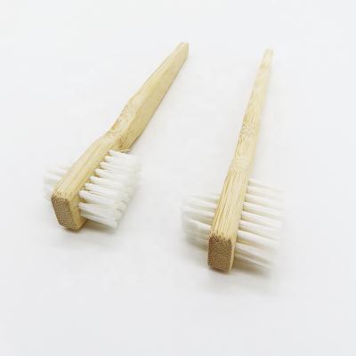 China ECO Eco Friendly Bamboo Double Sided Toothbrush Hard Nylon Bristle Bamboo Denture Brush for sale