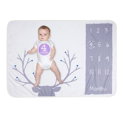 China Anti-pilling Newborn Infants Soft Fleece Wrap Baby Monthly Milestone Growing Blanket for sale