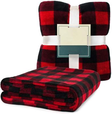 China AOYATEX Eco-friendly Soft Flannel Fleece Plaid Pattern Decorative Blanket Soft Throw Blanket for sale