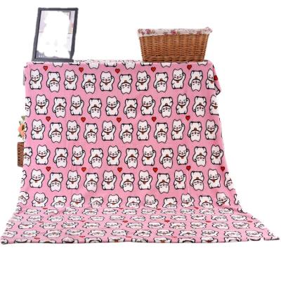 China New Arrival Cartoon Super Soft Cute Cat Printing Anti-pilling Coral Fleece Blanket for sale