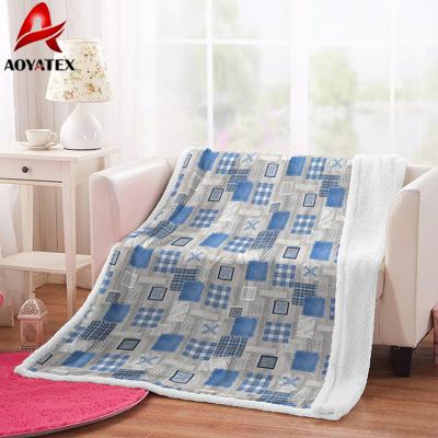 China Anti-pilling dropship cheap printed flannel flannel fleece beautiful geometric patterns sherpa throw blanket for sale