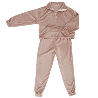 China Wholesale Pink High Quality Breathable Winter Flannel Pajamas Set Pajamas Set Warm Suit For Kids Home Use Pajamas for sale