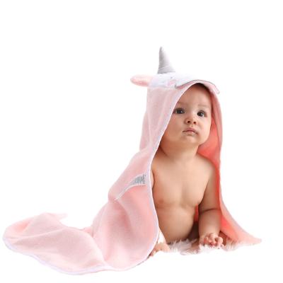 China Baby yoda hooded towel fiber baby terry towel simple white soft bamboo hooded 100% organic sustainable towel for sale