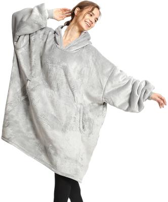 China Manufacturer Polyester Plus Size Sherpa Adult Wearable Covering Hoodies Wearable Custom Printed Hooded Covering for sale