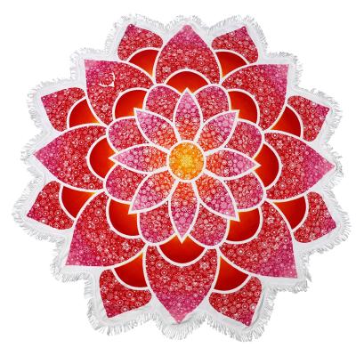 China Adult Super Soft 100% Printed Polyester Summer Child Safe Mandala Microfiber Round Beach Towel Machine Wash 150*150cm Hot RSBT-009 Richsun for sale