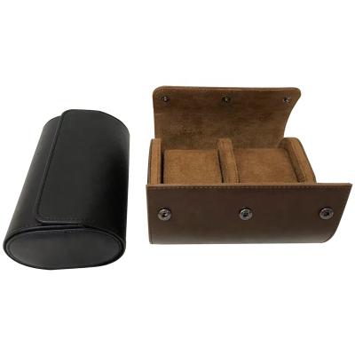 China For Luxury Watch Packing Wholesale Custom Logo 2 Slots Leather Watch Case Box Travel Watch Storage Roll for sale