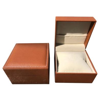 China Plastic+Pu Leather Or Special Paper Wristwatch Elegant Simple Box Orange Leather Watch Box for sale