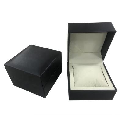 China For Luxury Watch Box Plastic Material Specialty Paper Gift Packaging Black Watch Box With Pillows for sale