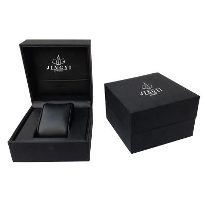 China For Luxury Watch Packing PU Leather Display Case Watch Jewelry Black Leather Storage Box for sale