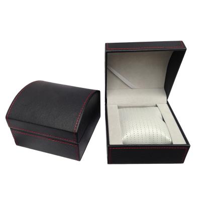 China For Gift High Quality Custom Strap Luxury Logo PU Leather Watch Box Packaging Watch Box With Pillow Black Watch Case for sale