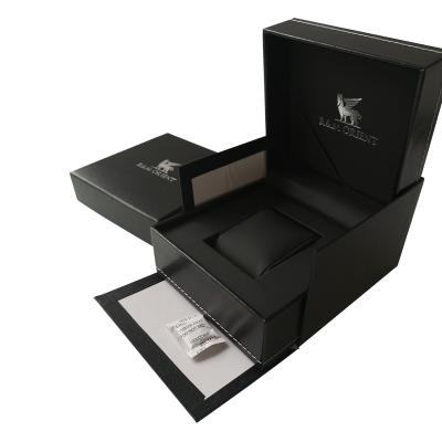 China Luxury Custom Branded Mens Black Leather Watch Box Watch Travel Box Recyclable for sale