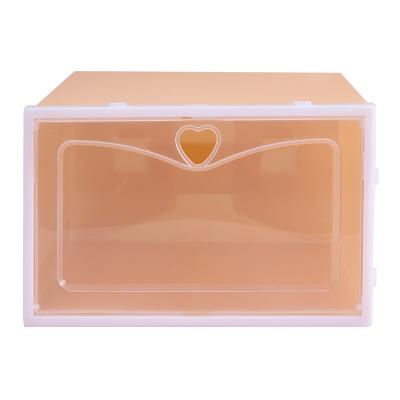 China Stored Purple Magnetic Glassy Plastic Transparent Shoe Storage Box Slide Series for sale