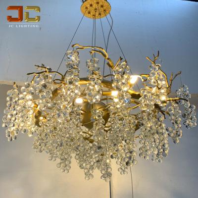 China Custom high performance cost ratio JC LIGHTING all copper and brass luxury snow flower design villa glass chandelier for home decor for sale