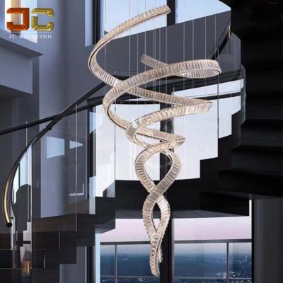 China Modern JC LIGHTING Custom Modern Stairwell Led Lighting Unique Chandelier Spiral Angel Ceiling Lamp Rose Gold For Staircase for sale