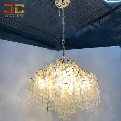 China Non-standard Customized Services JC LUXU LIGHTING Gold French Style Chandelier Snow Glass Drop Oval Pendant Lamp Crystal Handmade Tree Branches Light For Bedroom for sale