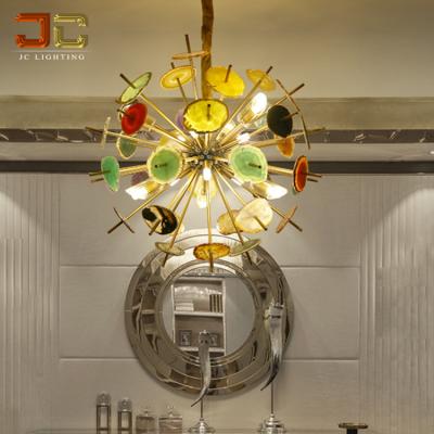 China Mordern JC LIGHTING Modern Style Gold Pendant Surrounded Nordic Luxury Agate Colorful Lamp Chandelier Lights For Washroom for sale