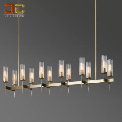 China Residential Industry Lighting Pendant Lamp Modern Vintage Waved Glass Chandelier For Dining Room Long Table Counter for sale