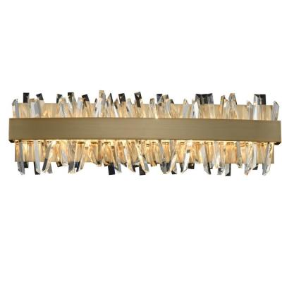 China Hign Qulity Handmade Paiting JC LIGHTING Modern Light Fixture Brushed Antique Gold Crystal and Stainless Square Wall Lamp Light for Walkway Gallary for sale