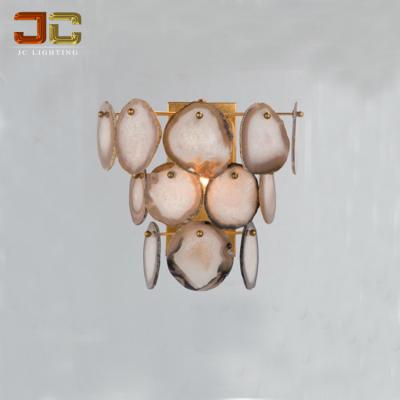 China Easy Assembly JC Lighting Northern European Flower Crystal Light Sconces Stone Agate Lamp Wall Nordic Style For Gallery for sale