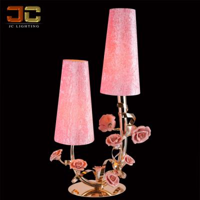 China Post modern JC LIGHTING modern wrought iron villa style fabric shade scone luxury wall light lamp rose gold finish for living room for sale