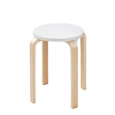 China Small Round Birch Ottoman Stool (Height) Leisure Adjustable Modern Round Home Stool for sale