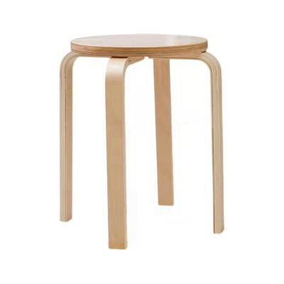 China Widely Used Guaranteed Creative Wooden Round Bentwood Pattern Custom Multicolor Selection Round Wooden Stool for sale